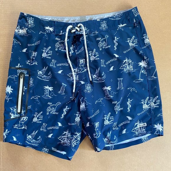 Globe Other - Globe nude mermaid print mens swim trunks board shorts flex stretch sz 32